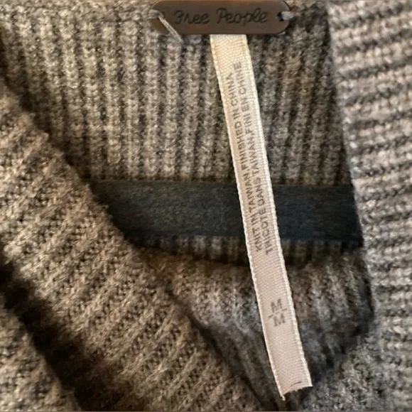 FREE PEOPLE ribbed knit turtleneck sweater grey size medium - Picture 7 of 9